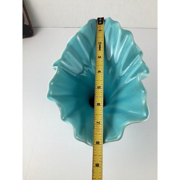 VTG Aqua blue Retro swirl vase Pottery Unsigned MCM - Picture 6 of 7